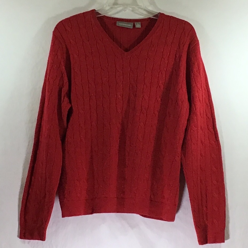 Croft & Barrow Red Glitter V-Neck Sweater